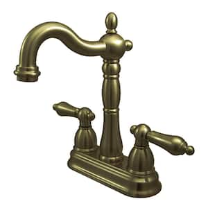 Traditional 2-Handle Bar Faucet in Antique Brass