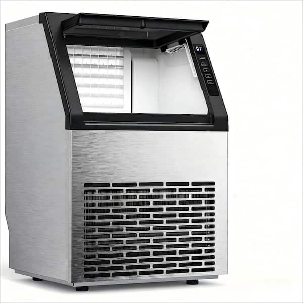15.27 in. 80Lbs Commercial Cube Ice Maker Machine With 22Lbs Ice Storage Capacity, Freestanding/ Undercounter in Silver