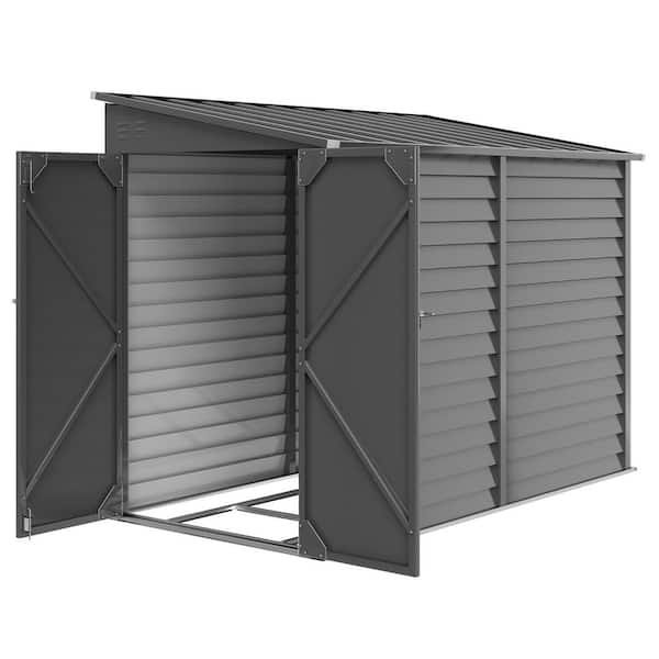9 ft. W x 5 ft. D Dark Gray Metal Garden Shed for Outdoor Use (45 sq. ft. )