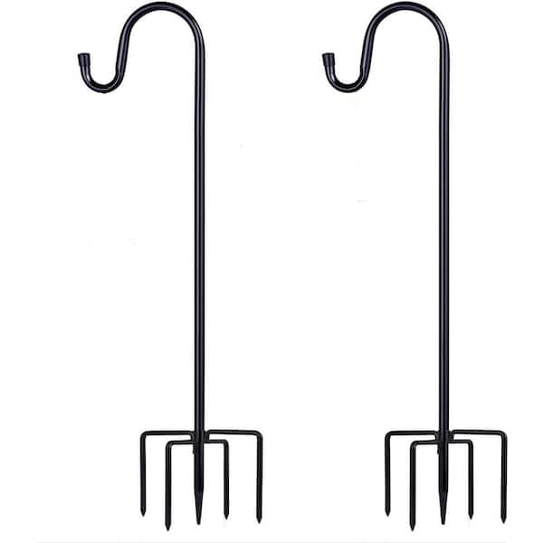 FAWEY TRED INC 78 in. Metal Shepard's Hooks for Outdoor, Bird Feeder Pole with 5 Prongs Base (2-Pack)