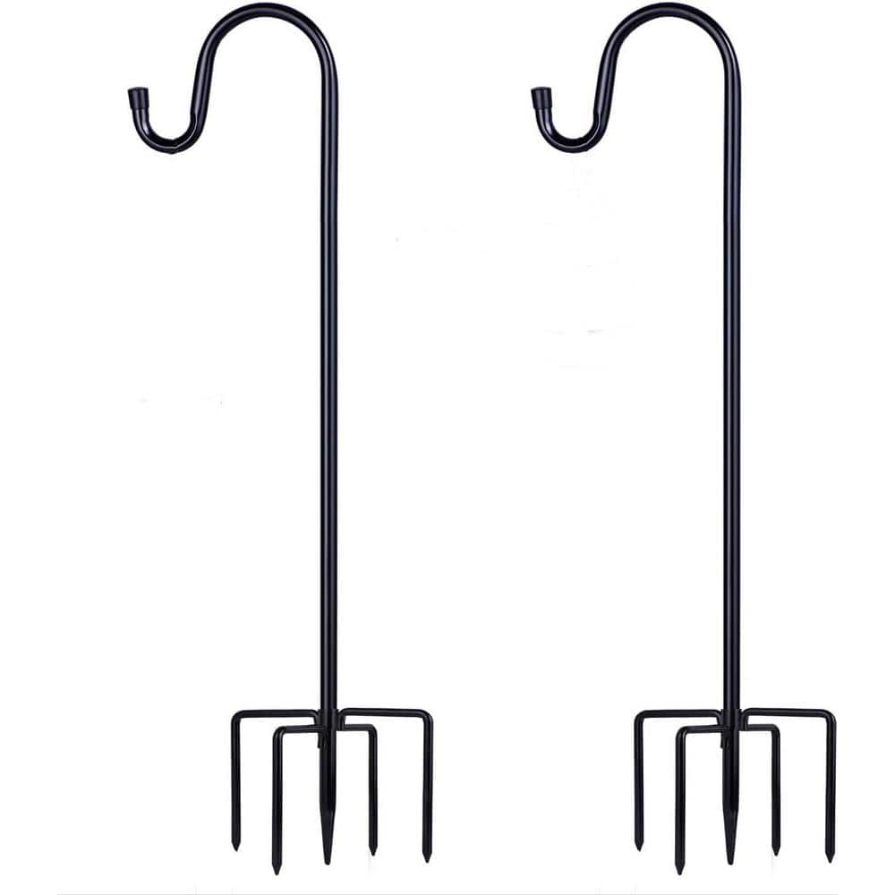 78 in. Metal Shepards Hooks for Outdoor, Bird Feeder Pole with 5 Prongs Ba