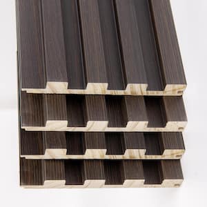 Dark Brown 2/3in. x 1/2 ft. x 8-1/2 ft. Slat Solid Wood Decorative Wall Paneling for Interior, 4pcs for Covers 16 sq.ft.