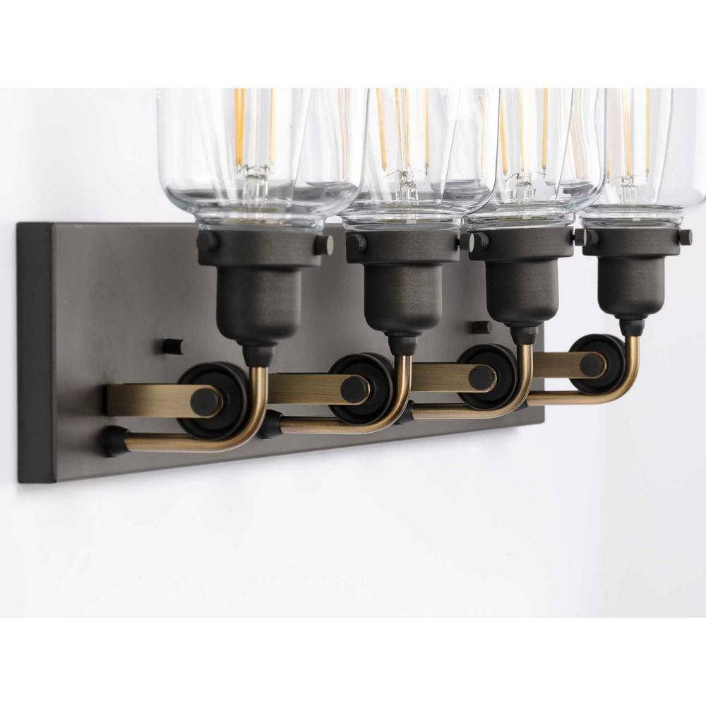 Rushton 32" Graphite 4-Light Bath Vanity with Clear Glass Shades