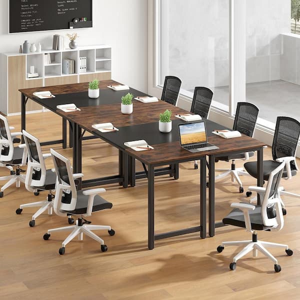 Gymax Brown 4 PCS 63 in. Computer Desk Modern Industrial Office