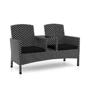 Brandywine White and Black 1-Piece Aluminum Patio Conversation Set with Black Cushions