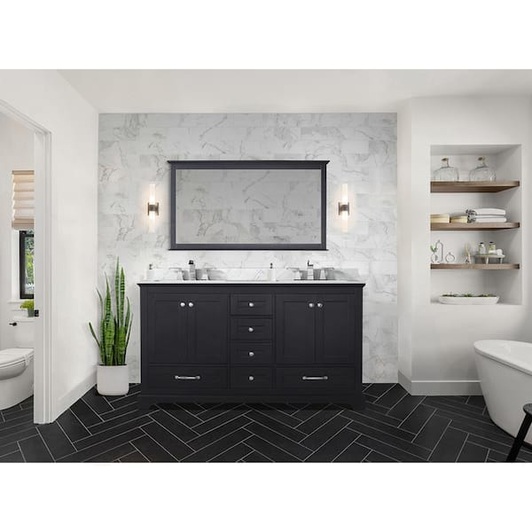 Lexora Fossa 84 in W x 22 in D Grey Oak Double Bath Vanity