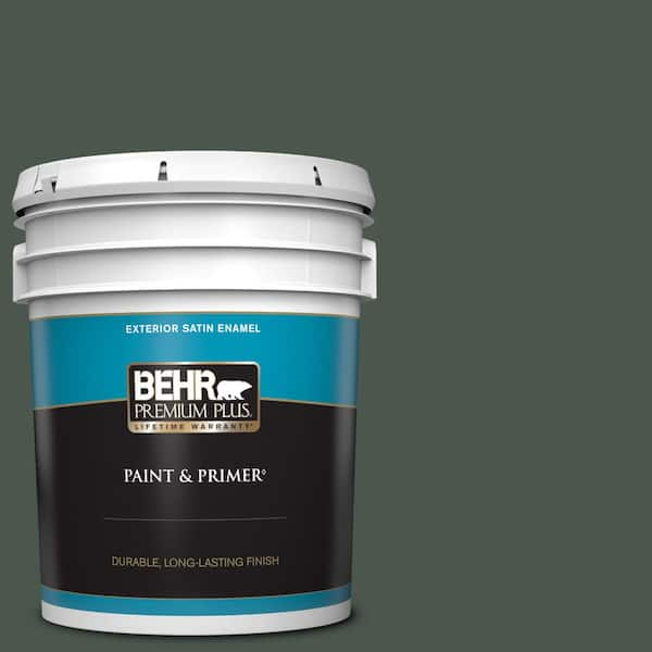 BEHR PREMIUM PLUS 5 gal. #460F-7 Hazel Woods Satin Enamel Exterior Paint & Primer