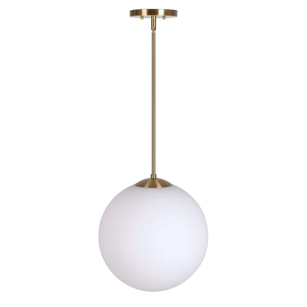 Selene 1-Light Soft Gold Pendant with Satin Opal Globe Glass Shade