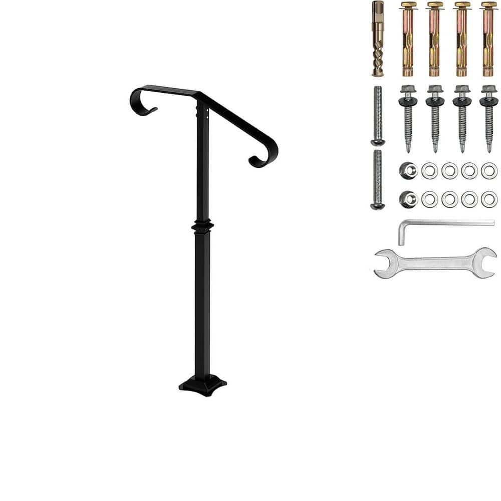 40 Wrought Iron Handrail for Outdoor Steps Single Post with Black Powder Coating for 1-2 Steps Stairs price history on PriceWatchPro