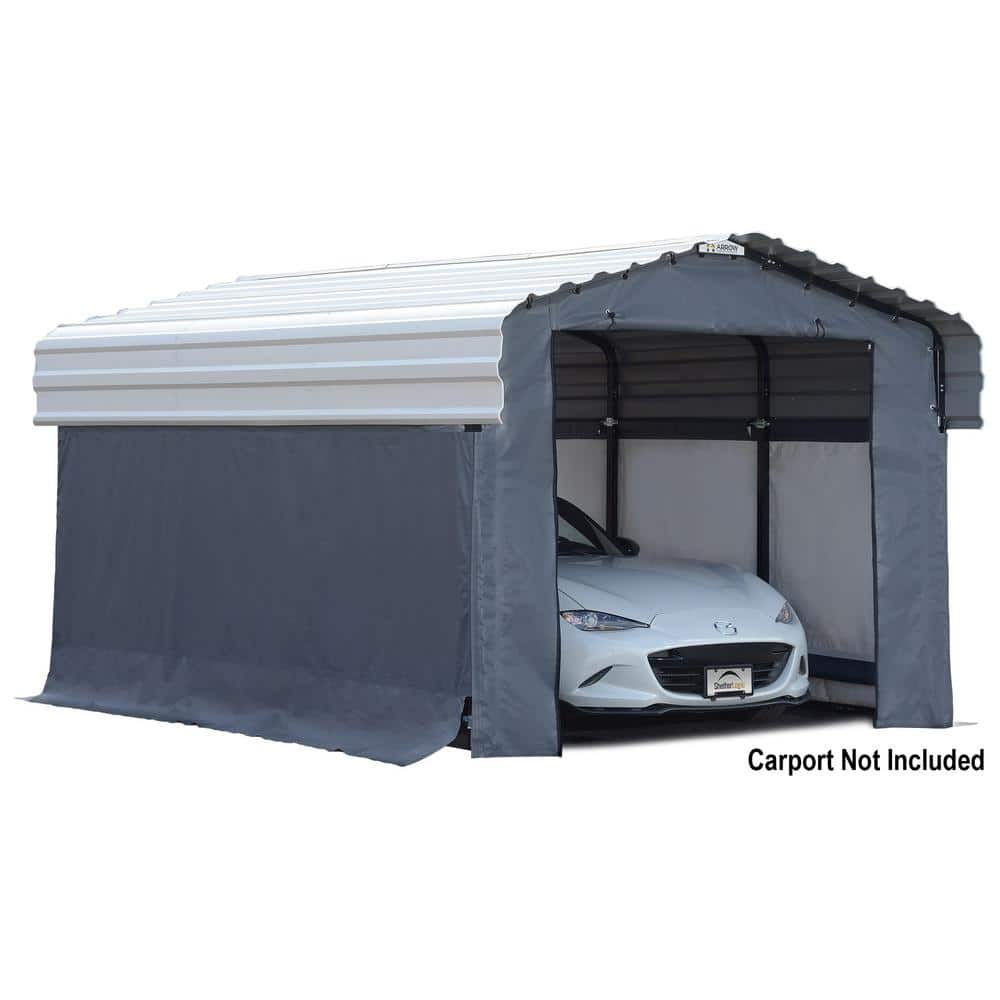 Arrow 10 Ft W X 15 Ft D Enclosure Kit For Carport With Convenient Drive Through Access And Heat Sealed Seams 10182 The Home Depot