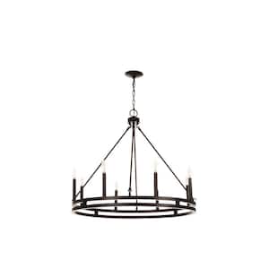 Atticus 8-Light Dimmable Traditional Farmhouse Black Chandelier