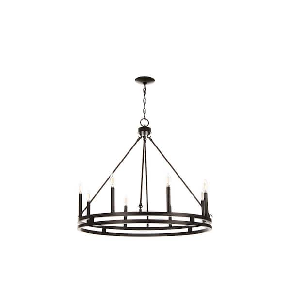 Unbranded Atticus 8-Light Dimmable Traditional Farmhouse Black Chandelier