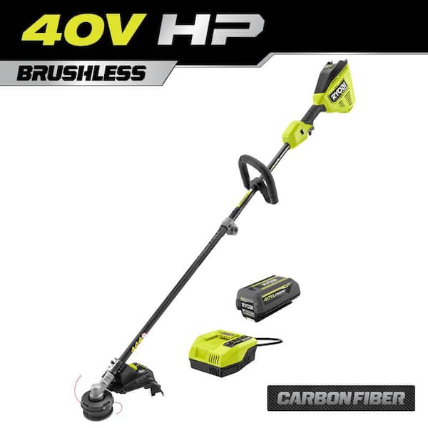 RYOBI 40V HP Brushless 16 in. Cordless Carbon Fiber Shaft Attachment Capable String Trimmer with 4.0 Ah Battery and Charger
