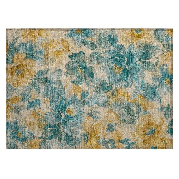 Chantille Machine Washable Indoor/Outdoor Abstract ACN3022 Teal 3 ft. x 4 ft. Area Rug