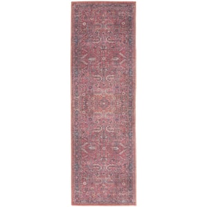 57 Grand Machine Washable Brick 2 ft. x 6 ft. Bordered Traditional Kitchen Runner Area Rug