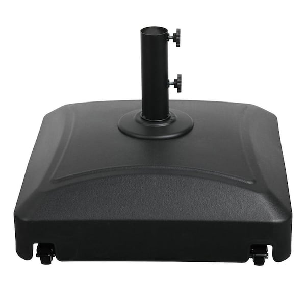 cenadinz 125 lb. Capacity Fillable Mobile Patio Umbrella Base in Black Square Market Stand with 4 Wheels/2 Locks/2 Knobs
