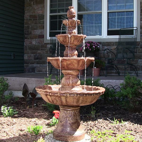 4-Tier Electric Pineapple Water Fountain in Earth