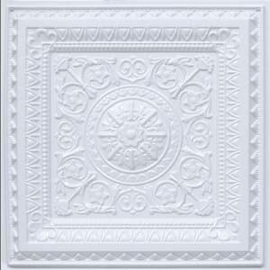 223 Economy Gloss White 2 ft. x 2 ft. PVC Lay-in Faux Tin Ceiling Tile (200 sq. ft./case)