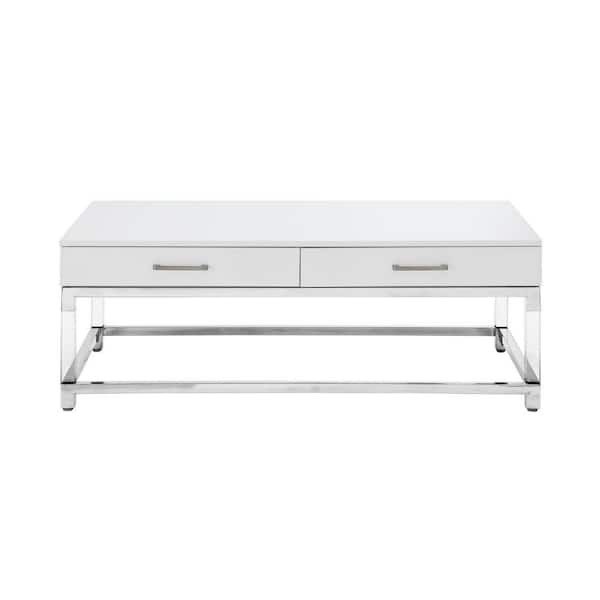 46.50 in. White Rectangle MDF Coffee Table