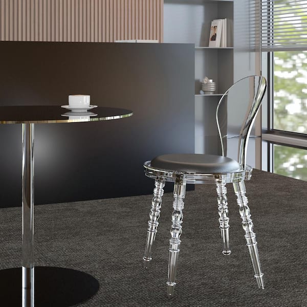 Warehouse of Tiffany Nova 16.5 in. Indoor Clear and Gray Leatherette Padded Seat Finish Acrylic Chairs