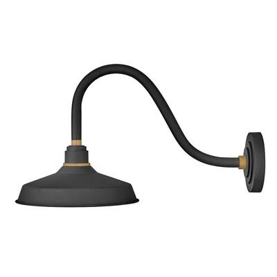 Foundry Medium 1-Light Textured Black Gooseneck Outdoor Barn Light Sconce