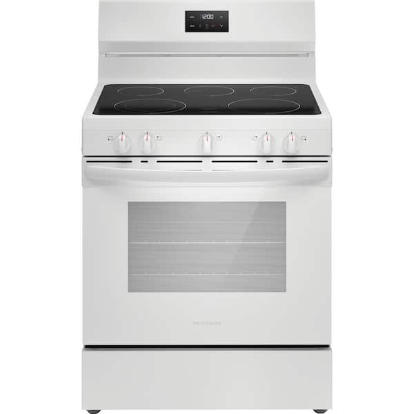 Frigidaire 30 in. 5 Element Freestanding Electric Range in White with Dual Expandable Element and Quick Boil