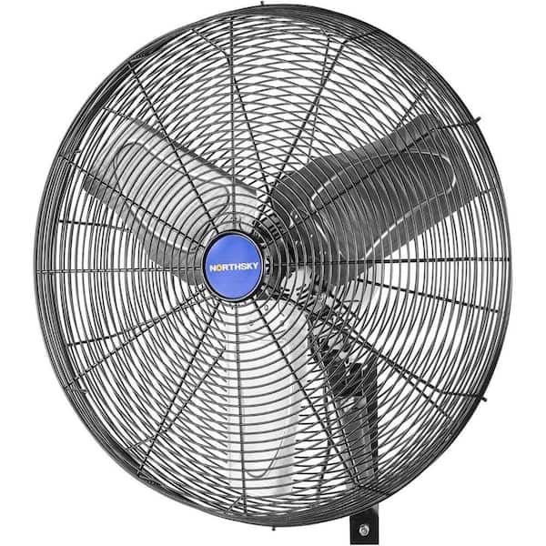 24 in. 2 Speed Non-Oscillating High Velocity Black Indoor Wall Mount Fan, 5450 CFM, Ideal for Warehouse, Garage, Factory