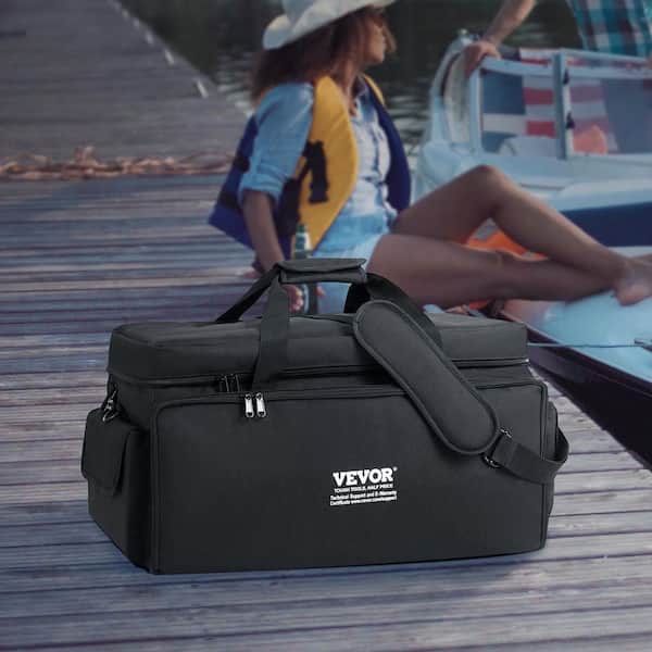 DJ Cable File Bag Black 1200D Oxford Fabric DJ Gig Bag with Detachable Divider Padded Shoulder Strap Briefcase Medium