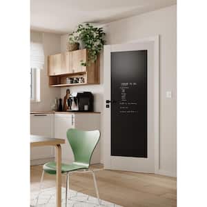 Porta Tablet: 32 in. W. x 80 in. White Solid Wood and Core Magnetic Black/Chalk Board, Hardware, Black Handle Hinges