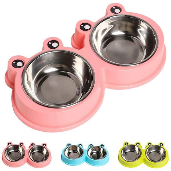 Stainless Steel Double Food and Water Bowls for Dogs Cats Rabbits Non-Slip Pet Feeder BPA Free Dishwasher Safe