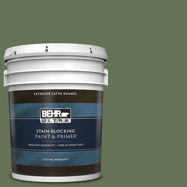 BEHR ULTRA 5 gal. #PMD-46 French Tarragon Satin Enamel Exterior Paint & Primer