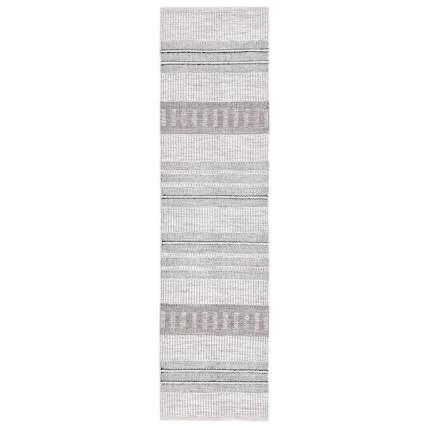 SAFAVIEH Natura Gray/Black 2 ft. x 9 ft. Abstract Striped Runner Rug