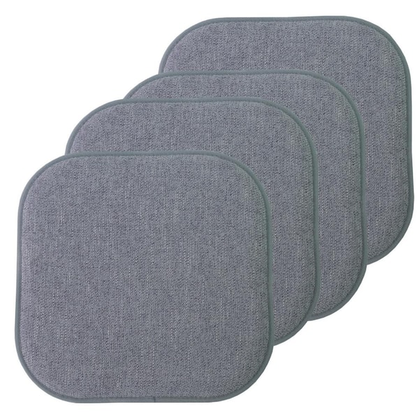 Sweet Home Collection Alexis Blue/Grey 16 in. x 16 in. Non Slip Square Memory Foam Seat Chair Cushion Pads (4-Pack)