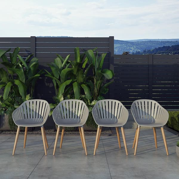 Arlington Solid Wood Outdoor Dining Chair in Gray (4-Pack)