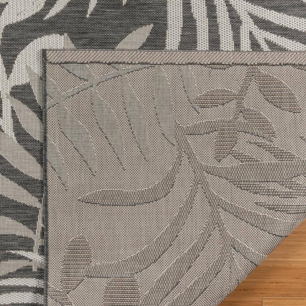 120" x 94" Gray and White Botanical Indoor/Outdoor Rug