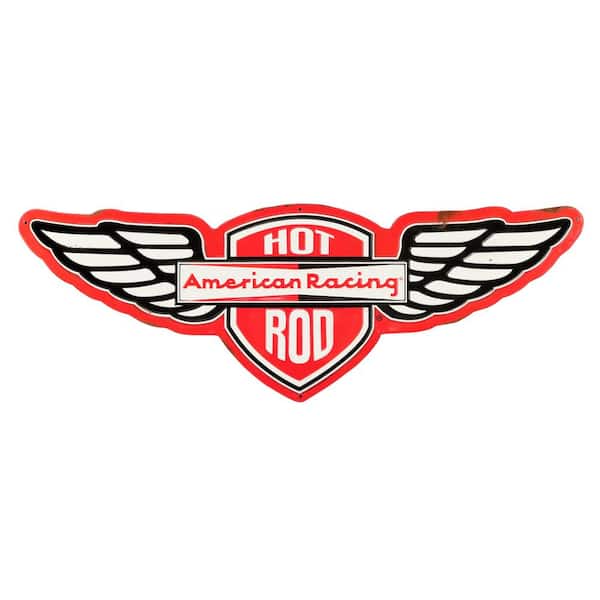American Racing Hot Rod Rustic Embossed Tin Decorative Sign