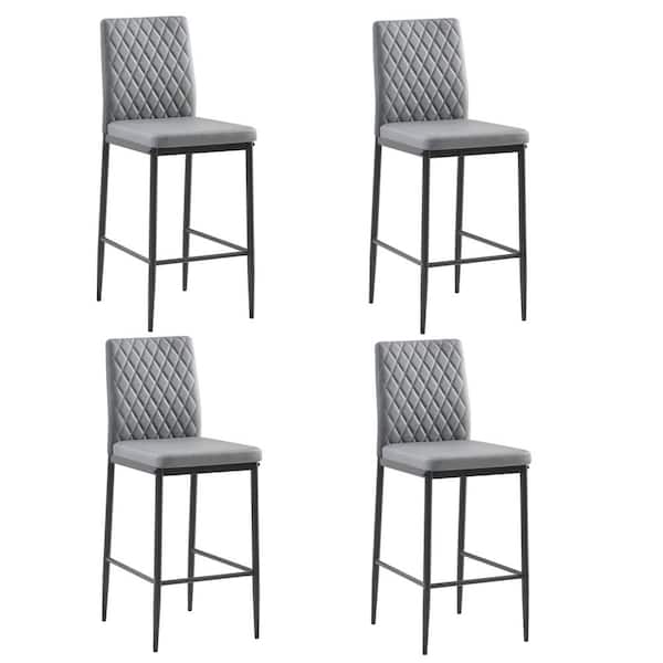 TIRAMISUBEST TD Garden Metal Outdoor Dining Chair with Gray Cushions (4-Pack)