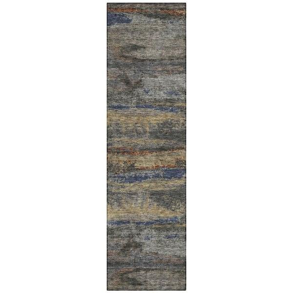 Chantille Machine Washable Indoor/Outdoor Abstract ACN942 Graphite 2 ft. 3 in. x 7 ft. 6 in. Area Rug