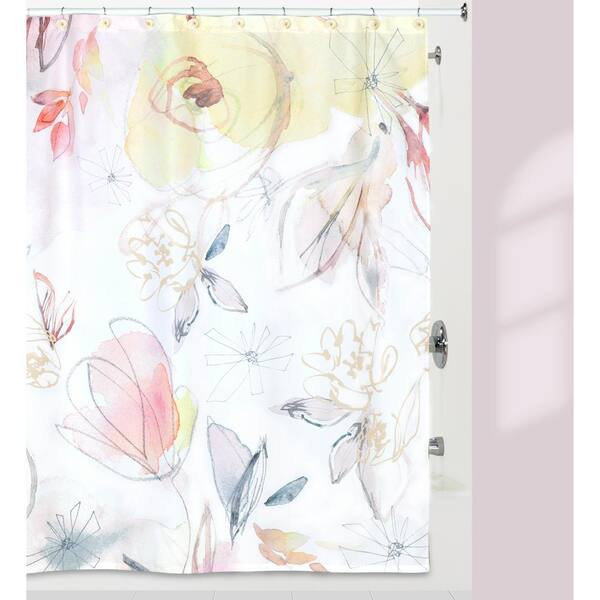 Unbranded Blush And Blooming 72 in. Multi Colored Shower Curtain