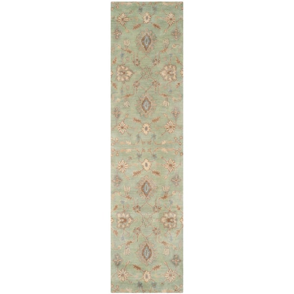 Wyndham 2 ft. x 9 ft. Light Green Abstract Floral Runner Rug