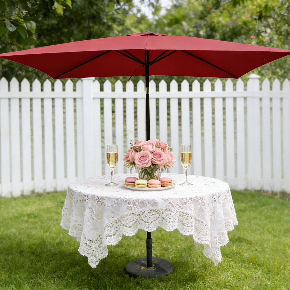 9 ft. Steel Patio Umbrella in Burgundy with Crank and Push Button Tilt price history on PriceWatchPro