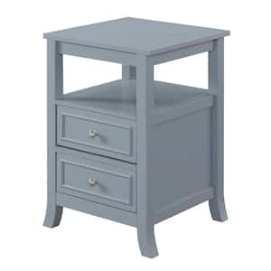 Melbourne 15.75 in. W x 24 in. H Gray Square Wood End Table with 2-Drawers
