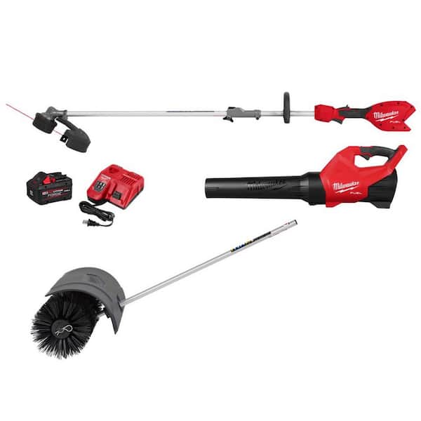M18 FUEL 18V 16 in. Brushless Cordless QUIK-LOK String Trimmer/Blower 8.0 Ah FORGE Combo Kit w/ Bristle Brush Attachment
