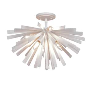 Confluence 20 in. 6-Light Piastra White Sputnik Semi-Flush Mount with Piastra White Metal Shade and No Bulbs Included