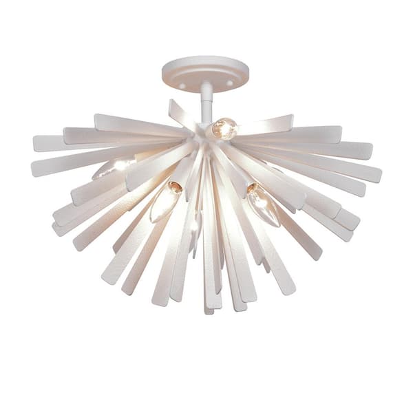 Metropolitan Confluence 20 in. 6-Light Piastra White Sputnik Semi-Flush Mount with Piastra White Metal Shade and No Bulbs Included