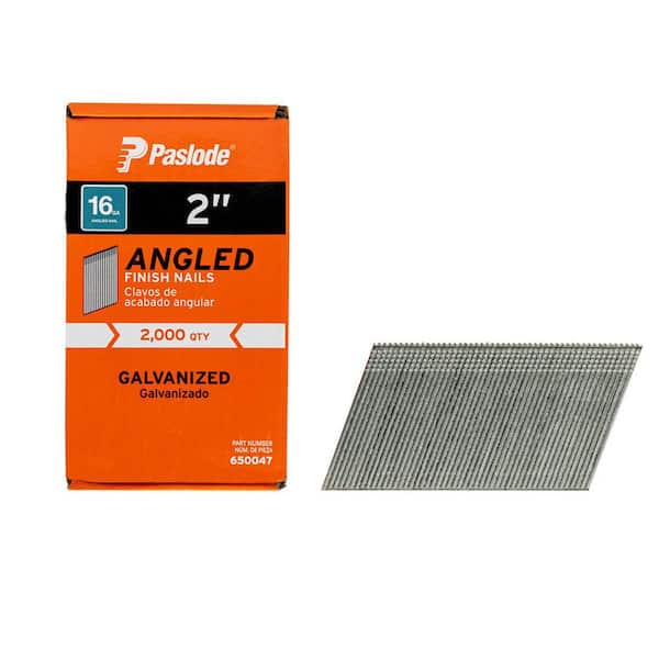 2 in. x 16-Gauge 20° Galvanized Angled Nails (2000-Per Box)