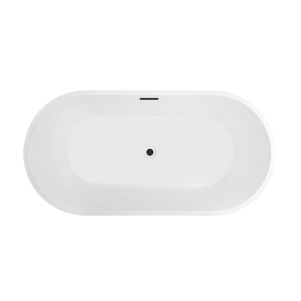 Iris 59" White Freestanding Acrylic Soaking Bathtub