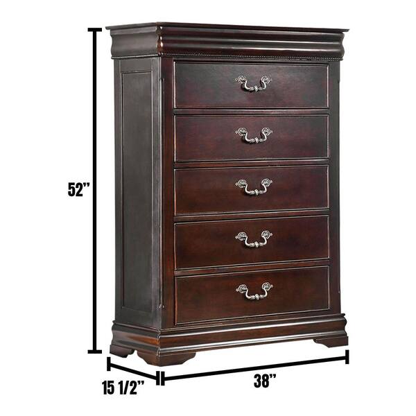 William's Home Furnishing Mandura 5- Drawer Cherry Traditional Style Chest of Drawers