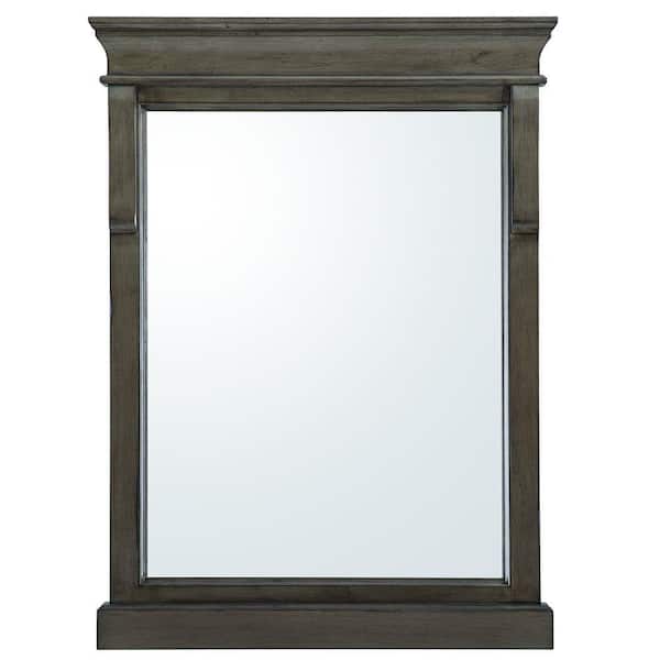 Home Decorators Collection 23.5 in. W x 32 in. H Framed Rectangular Bathroom Vanity Mirror in Distressed Grey
