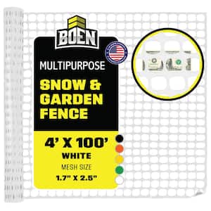 4 ft. x 100 ft. White Construction Snow/Safety Barrier Fence